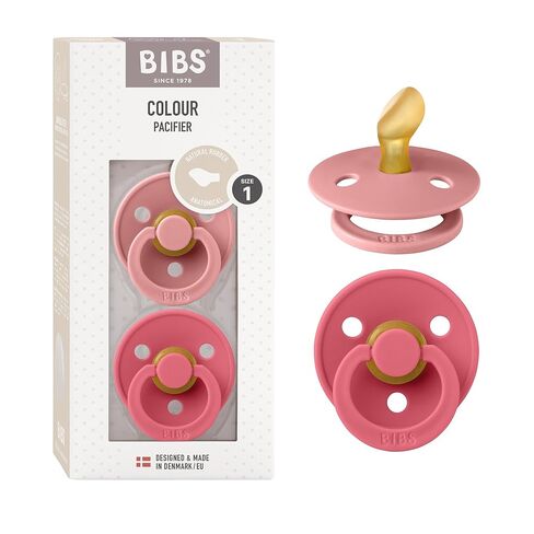 BIBS Pacifiers - Set of 2 | Colour Pacifier with Anatomical Nipple | BPA-Free Natural Rubber | Made in Denmark | Blush/Woodchuck, 0-6 Months in Saudi Arabia
