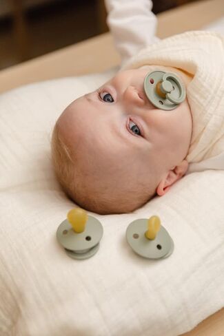 BIBS Pacifiers - Set of 2 | Colour Pacifier with Anatomical Nipple | BPA-Free Natural Rubber | Made in Denmark | Blush/Woodchuck, 0-6 Months in Saudi Arabia