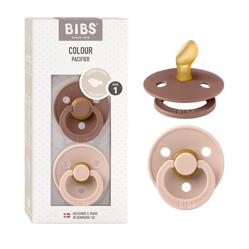 BIBS Pacifiers - Set of 2 | Colour Pacifier with Anatomical Nipple | BPA-Free Natural Rubber | Made in Denmark | Blush/Woodchuck, 0-6 Months in Saudi Arabia
