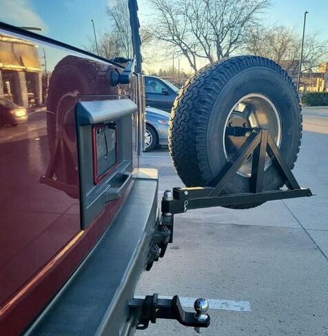 KUAFU Spare Tire Carrier Mount Compatible with Hummer H2 with Rear License Plate Relocating Kit w/Light Black in Saudi Arabia