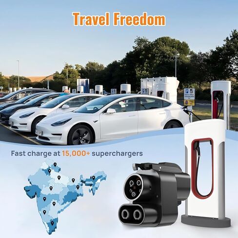 محول السيارة الكهربائية - 500 أمبير / 1000 فولت - متوافق مع شواحن تيسلا الفائقة - محول شحن CCS1 إلى تيسلا [يرجى استشارة الشركة المصنعة لسيارتك للتأكد من التوافق] in Kuwait