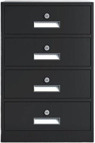 Drawer Thickened Steel Plate File Cabinet Multifunctional 4 Drawer Cabinet Office Data File Storage Cabinet,65cm Office(Black) in Saudi Arabia
