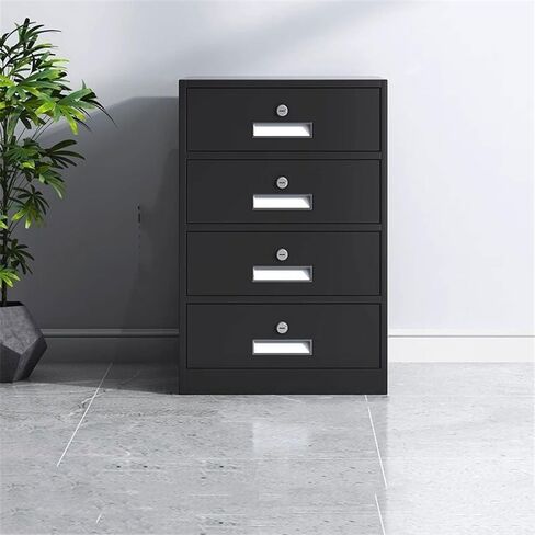 Drawer Thickened Steel Plate File Cabinet Multifunctional 4 Drawer Cabinet Office Data File Storage Cabinet,65cm Office(Black) in Saudi Arabia