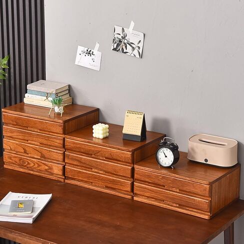 Desktop Storage Box With Drawers - Desktop File Cabinet Organizers, Storage Cabinet With Drawers, Wood Flat File Cabinet, 2/3/4-Layer Desktop Organizer Storage Box,A-4 drawer (B 2 drawer) in Saudi Arabia
