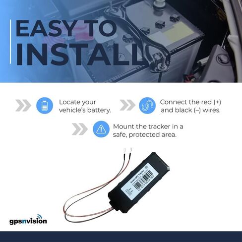 جهاز تعقب GPS يعمل ببطارية السيارة من Gpsnvision، سهل التركيب على بطارية المركبات، جهاز تعقب 4G LTE سلكي صلب للسيارة والشاحنات والشاحنات والدراجات النارية - يلزم الاشتراك in Saudi Arabia