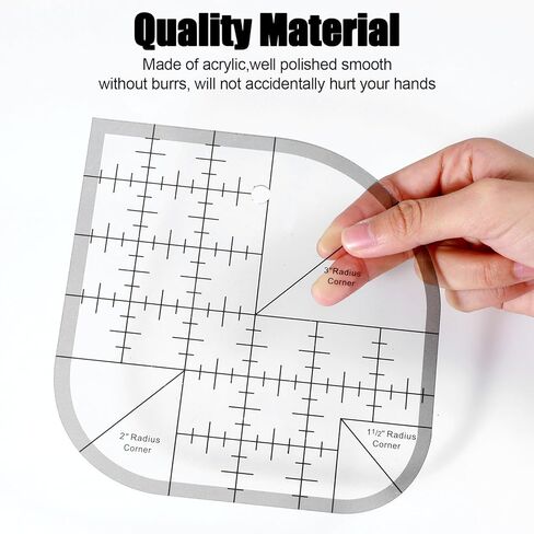 2 PCS Quilting Templates, Curved Corner Cutter Quilt Ruler, Acrylic Curved Corner Cutter Ruler, Quilting Rulers and Templates DIY Patchwork Tools in Saudi Arabia