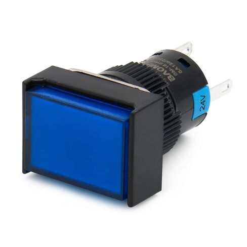 Baomain 5/8" 16mm Push Button Switch Latching Rectangular Cap LED Lamp Red Yellow Orange Blue Green Light DC 24V SPDT 5 Pin 5 Pack in Saudi Arabia