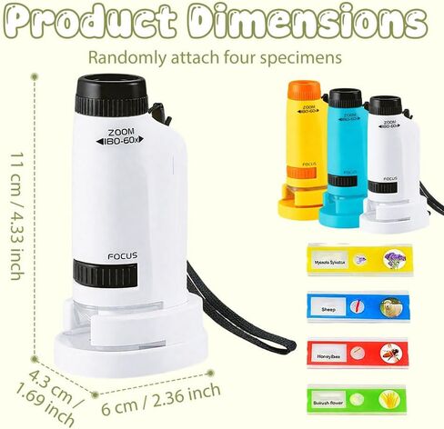 Mini Microscope, 2026 New Little Scientist Miniscope, Your Little Scientist Microscope with LED Light for Kids (White) in Saudi Arabia