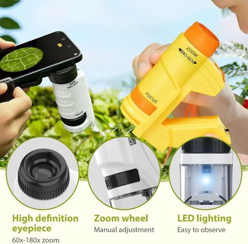 Mini Microscope, 2026 New Little Scientist Miniscope, Your Little Scientist Microscope with LED Light for Kids (White) in Saudi Arabia