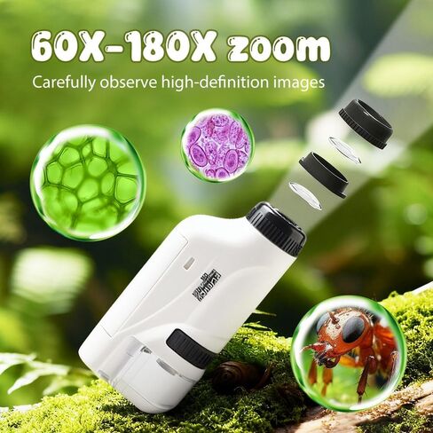 Mini Microscope, 2026 New Little Scientist Miniscope, Your Little Scientist Microscope with LED Light for Kids (White) in Saudi Arabia