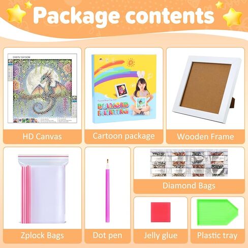 Aestalrcus Diamond Painting Kits for Kids with Frame, Unicorn Diamond Art Kits for Kids Ages 4-8-12, Easy Crystal Gem Art for Kid Gift Home Wall Decor 6x6inch in Kuwait