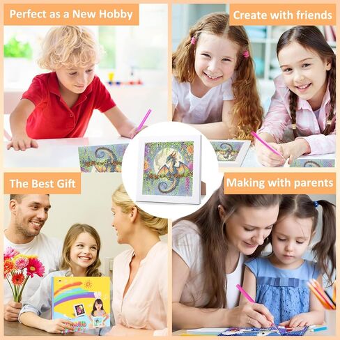 Aestalrcus Diamond Painting Kits for Kids with Frame, Unicorn Diamond Art Kits for Kids Ages 4-8-12, Easy Crystal Gem Art for Kid Gift Home Wall Decor 6x6inch in Kuwait