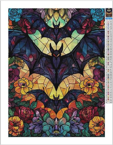 DIY Diamond Painting Kits Art Paint,Bat 5d Diamond Art Crystal Rhinestone Diamond Cross Stitch Round Full Drill Art 12x16 Inch in Saudi Arabia