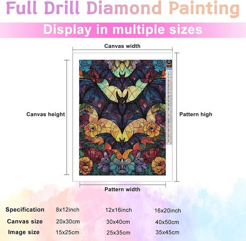 DIY Diamond Painting Kits Art Paint,Bat 5d Diamond Art Crystal Rhinestone Diamond Cross Stitch Round Full Drill Art 12x16 Inch in Saudi Arabia