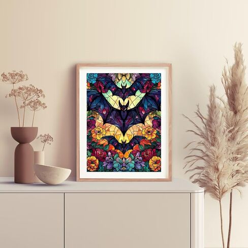 DIY Diamond Painting Kits Art Paint,Bat 5d Diamond Art Crystal Rhinestone Diamond Cross Stitch Round Full Drill Art 12x16 Inch in Saudi Arabia