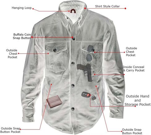 Milwaukee Leather Men's Premium Leather Casual Biker Rider Shirt w/Vintage 5 Cent Buffalo Buttons - 4X-Large in Saudi Arabia