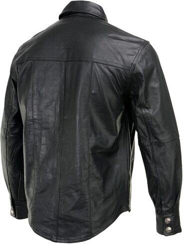 Milwaukee Leather Men's Premium Leather Casual Biker Rider Shirt w/Vintage 5 Cent Buffalo Buttons - 4X-Large in Saudi Arabia