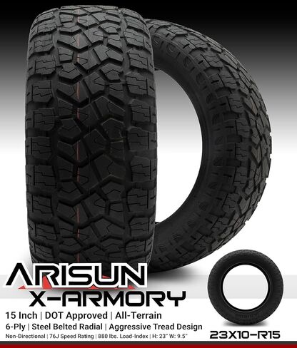 MODZ® Convict Glossy Black with Ball Mill 15x10" Golf Cart Wheels and Arisun X-Armory (23x10-R15) DOT Steel-Belted Radial Golf Cart Tires Combo - Set of 4 in Kuwait