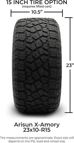 MODZ® Convict Glossy Black with Ball Mill 15x10" Golf Cart Wheels and Arisun X-Armory (23x10-R15) DOT Steel-Belted Radial Golf Cart Tires Combo - Set of 4 in Kuwait