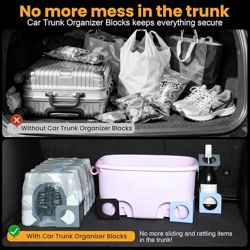 XING WEI Car Accessories Car Trunk Organizer Blocks Christmas Gifts, Works on Carpeted and Plastic Trunks - Set of 2 Modular Stabilizers SUV, Sedan, Truck-(Black) in Saudi Arabia