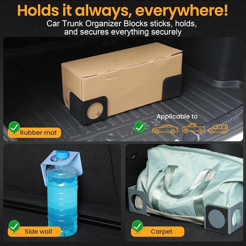 XING WEI Car Accessories Car Trunk Organizer Blocks Christmas Gifts, Works on Carpeted and Plastic Trunks - Set of 2 Modular Stabilizers SUV, Sedan, Truck-(Black) in Saudi Arabia