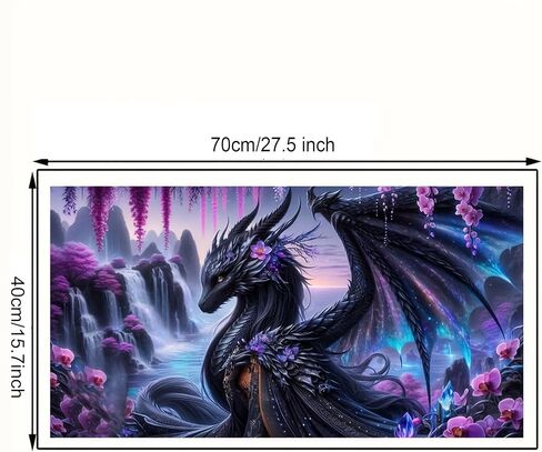 Fantasy Dragon 5D Diamond Painting Kits for Adults,Waterfall Landscape Diamond Mosaic Art,DIY Full Round Diamond Embroidery,Diamond Art Kits for Home Decor,Large size 31.5 x 15.7 inches,DIY Mosaic Art in Saudi Arabia