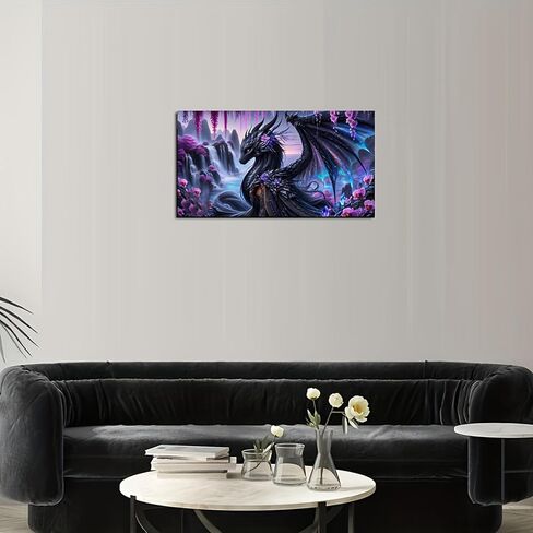 Fantasy Dragon 5D Diamond Painting Kits for Adults,Waterfall Landscape Diamond Mosaic Art,DIY Full Round Diamond Embroidery,Diamond Art Kits for Home Decor,Large size 31.5 x 15.7 inches,DIY Mosaic Art in Saudi Arabia