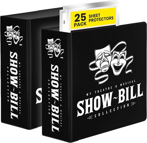 2 Pack of Show Bill Binder for Broadway and Theatre Show-Bills, Comes with 25 Sheet Protectors to Hold and Organize All Your Playbills, D-Ring, Black and Yellow in Saudi Arabia