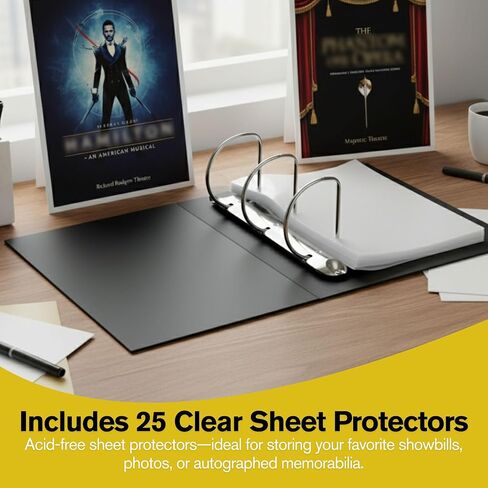 2 Pack of Show Bill Binder for Broadway and Theatre Show-Bills, Comes with 25 Sheet Protectors to Hold and Organize All Your Playbills, D-Ring, Black and Yellow in Saudi Arabia