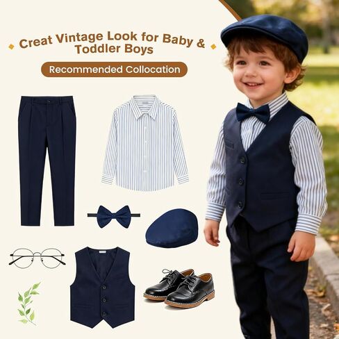 Boy Hat Newsboy Cap 2pcs Vintage Drivers Cap with Adjustable Bow Tie Infant Beret Flat Hat in Saudi Arabia