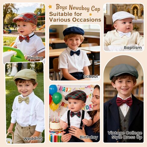Boy Hat Newsboy Cap 2pcs Vintage Drivers Cap with Adjustable Bow Tie Infant Beret Flat Hat in Saudi Arabia