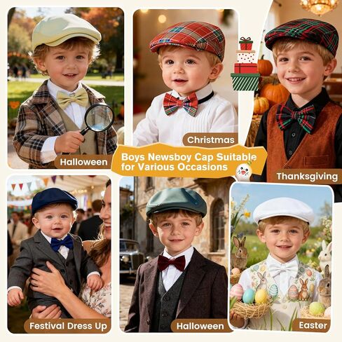 Boy Hat Newsboy Cap 2pcs Vintage Drivers Cap with Adjustable Bow Tie Infant Beret Flat Hat in Saudi Arabia