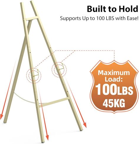 46.7" Gold Metal Easel Stand – Heavy Duty Floor Easel Stand,，Adjustable Chain Support ，Perfect for Wedding Welcome Sign Holder, Baby Shower Poster, Birthday Party, Art & Gallery Painting Display in Saudi Arabia