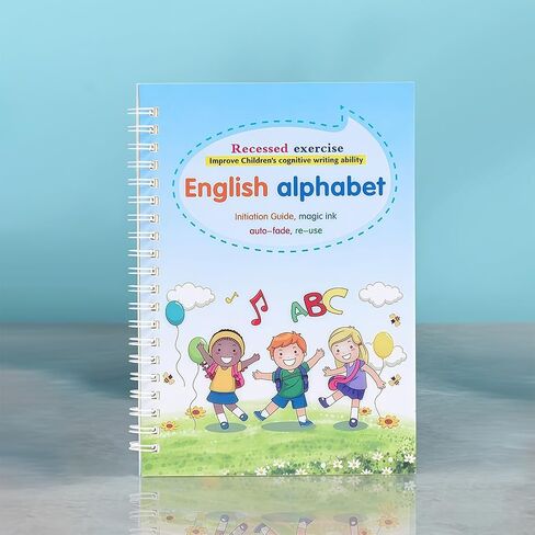 مجموعة دفاتر سحرية مكونة من 4 قطع لممارسة الكتابة اليدوية: تأتي مع قلم واحد و8 عبوات إعادة تعبئة in Saudi Arabia