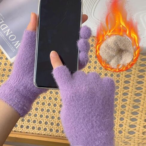 Fashion Thermal Half Finger Touchscreen Gloves Winter Cycling Running Windproof Unisex Cold Weather Glove in Saudi Arabia