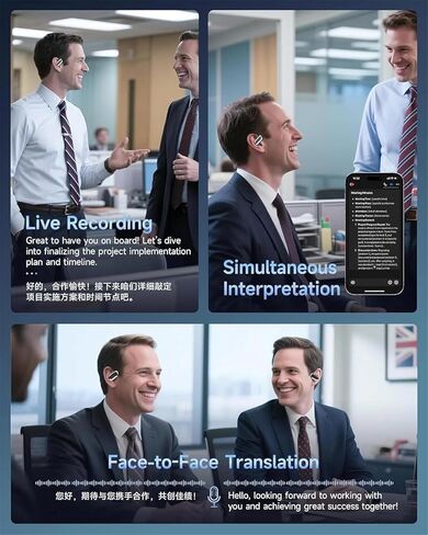 Linguawave Pro — Real-Time Ai Translation Earbuds, Open-Ear Translator with Two-Way Language Translation, 144 Languages & Accents Earbuds Real Time (Black) in Saudi Arabia