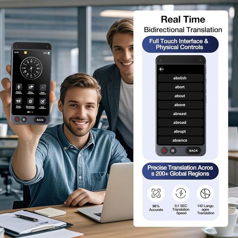 جهاز مترجم اللغة، ترجمة مكالمات الفيديو مع ترجمة في الوقت الفعلي، أكثر من 148 لغة ودردشة GPT AI، 19 لغة غير متصلة بالإنترنت لا حاجة إلى شبكة WiFi، شاشة لمس عالية الدقة مقاس 4 بوصات للأعمال والسفر in Kuwait