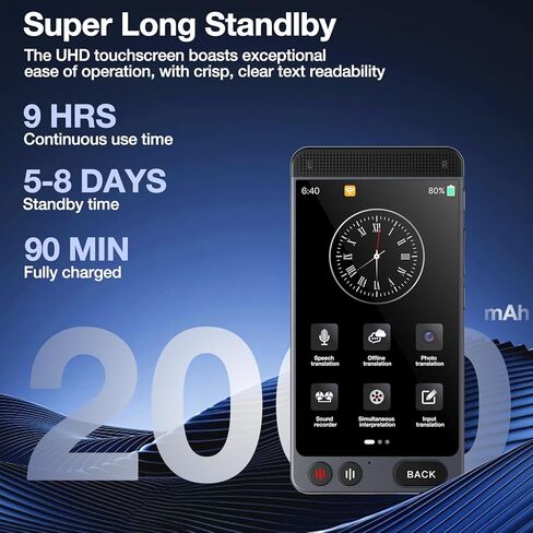 جهاز مترجم اللغة، ترجمة مكالمات الفيديو مع ترجمة في الوقت الفعلي، أكثر من 148 لغة ودردشة GPT AI، 19 لغة غير متصلة بالإنترنت لا حاجة إلى شبكة WiFi، شاشة لمس عالية الدقة مقاس 4 بوصات للأعمال والسفر in Kuwait