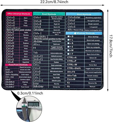 Excel Shortcut Key Desk pad, Square Anti Slip Mouse pad, Giant Desktop Office Essential in Saudi Arabia