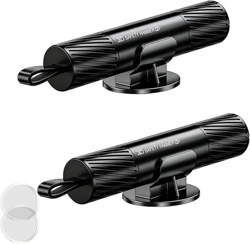 Safe Hammer Glass Breaker Underwater, Car Hammer Window Breaker Seatbelt Cutter Emergency Kit Escape Tool, Car Accessories Safehammer Glass Breaker for Men (2Pack: Black) in Kuwait