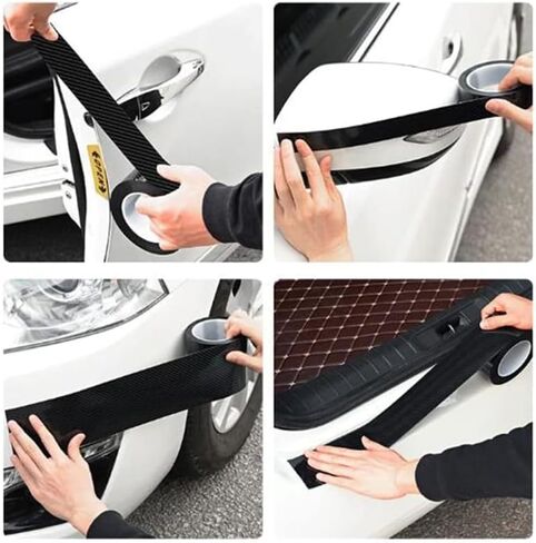 3-Meter3D Carbon Fiber Sticker Car Threshold Protective Film Anti Scratch Waterproof Matte Black Nano Sticker for Car Body (7cm) in Saudi Arabia