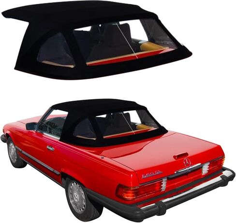 قطعة علوية بديلة قابلة للتحويل من Sierra Auto Tops لسيارة Mercedes 1972-1989 SL Series (R107)، قماش كلاسيكي ألماني، أسود in Kuwait