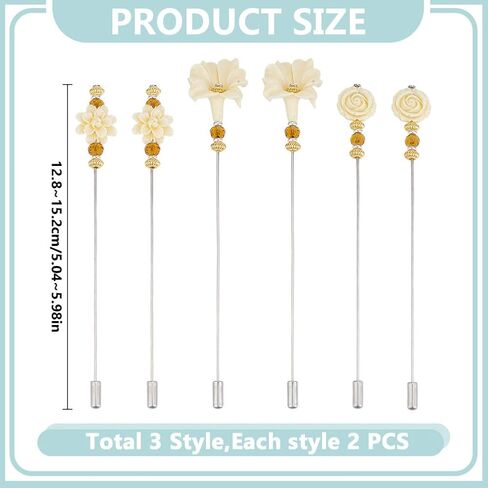 6 قطع قبعة خمر دبابيس السلامة عصا طية صدر السترة دبوس النحاس مقبض طويل دبوس الملحقات لربطة عنق وشاح شارة القبعات الدعاوى دبابيس ديكور صنع المجوهرات الحرف اليدوية in Kuwait