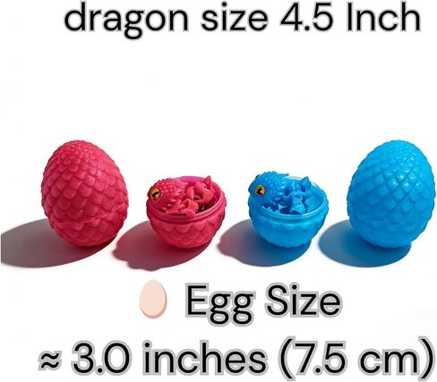 12 Pack Glow in The Dark Dragon Eggs with Tray – 3D Printed Articulated Dragons, Flexible Fidget Toy Set with Textured Skin and Marble Eyes – Surprise Party Favor Gift for Kids and Collectors in Saudi Arabia