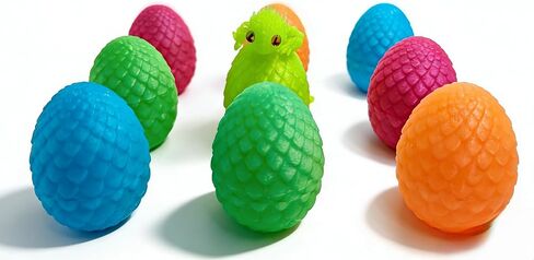 12 Pack Glow in The Dark Dragon Eggs with Tray – 3D Printed Articulated Dragons, Flexible Fidget Toy Set with Textured Skin and Marble Eyes – Surprise Party Favor Gift for Kids and Collectors in Saudi Arabia