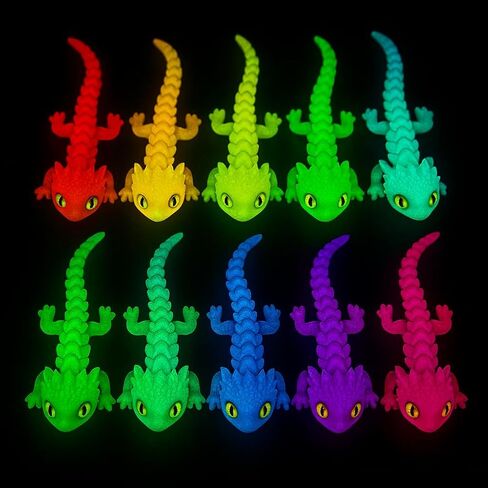 12 Pack Glow in The Dark Dragon Eggs with Tray – 3D Printed Articulated Dragons, Flexible Fidget Toy Set with Textured Skin and Marble Eyes – Surprise Party Favor Gift for Kids and Collectors in Saudi Arabia