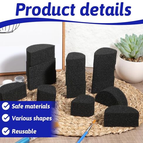 24 PCS Face Paint Sponge Kit Makeup Sponges for Face Facepaint Supplies for Christmas, Adults Art, Halloween, Body Paint Semicircular Teardrop Shape (Black) in Saudi Arabia