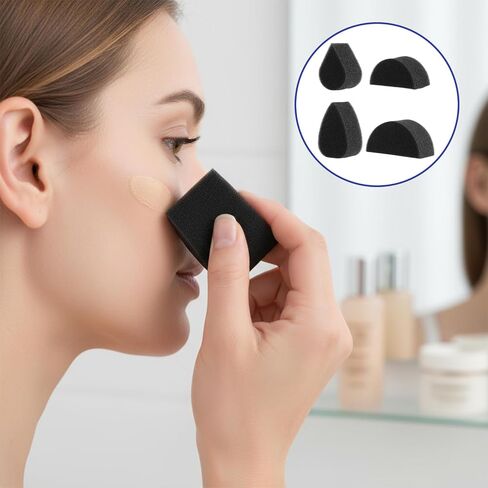 24 PCS Face Paint Sponge Kit Makeup Sponges for Face Facepaint Supplies for Christmas, Adults Art, Halloween, Body Paint Semicircular Teardrop Shape (Black) in Saudi Arabia