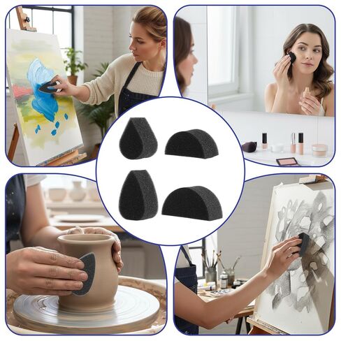 24 PCS Face Paint Sponge Kit Makeup Sponges for Face Facepaint Supplies for Christmas, Adults Art, Halloween, Body Paint Semicircular Teardrop Shape (Black) in Saudi Arabia