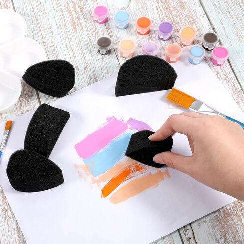 24 PCS Face Paint Sponge Kit Makeup Sponges for Face Facepaint Supplies for Christmas, Adults Art, Halloween, Body Paint Semicircular Teardrop Shape (Black) in Saudi Arabia